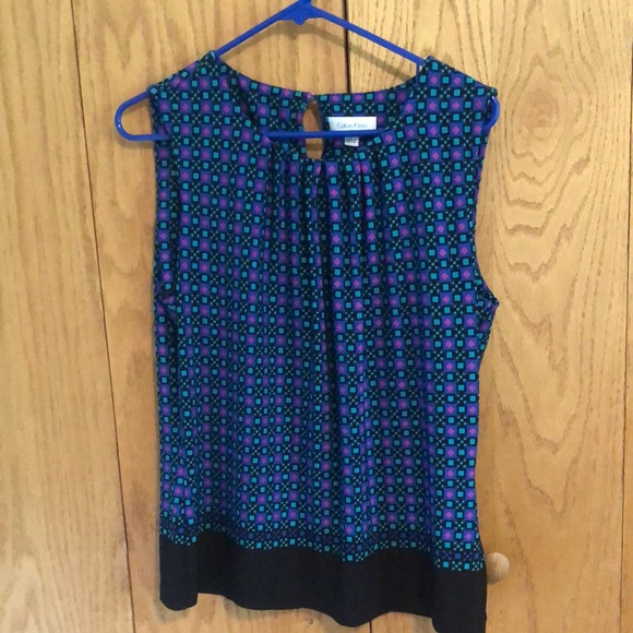 Calvin Klein Blue Sleeveless Blouse size Large - Picture 1 of 6
